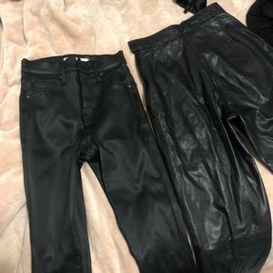 1 faux leather pant & 1 vintage real leather pant